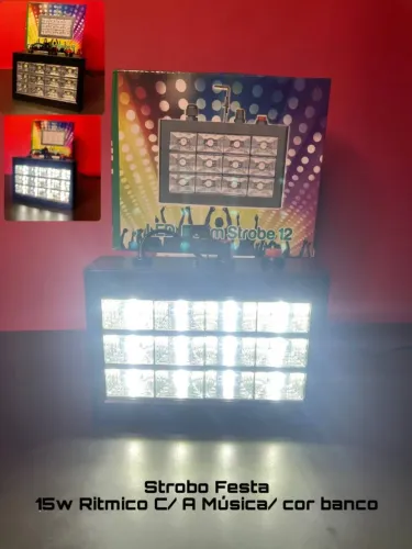 Strobo Rítmico 12 Leds 15w Dj Flash Iluminação Festa Balada - Rgb