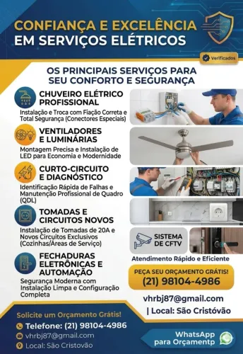 Eletricista e CFTV Maracanã RJ - VH TEC - Instalação 24H Orçamento Grátis