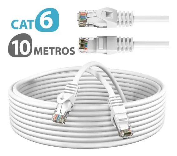 Cabo De Rede Cat6 10 Metros 10m Crimpado  Internet Lan Cftv Rj45 Compatível C