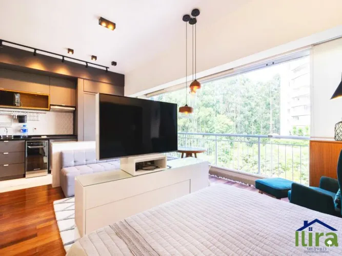Apartamento Mobiliado Para Venda de 50m² Com 1 Dormitorio Sendo 1 Suite e 2 Vaga de Garage