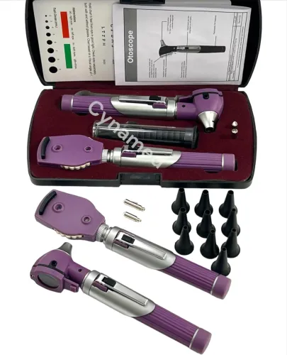 Kit oftalmoscópio e otoscópio lilás 