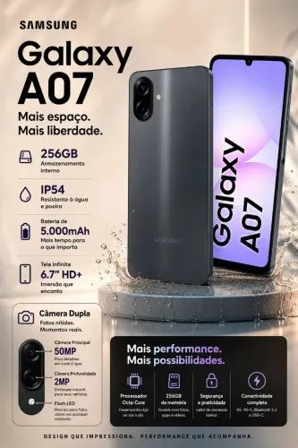 Samsung A07 256GB. Zero na caixa