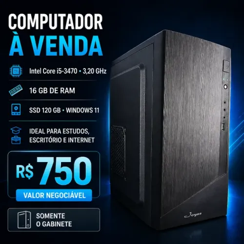 Gabinete Intel Core i5 3,20 GHz, 16 GB RAM e SSD 120 GB