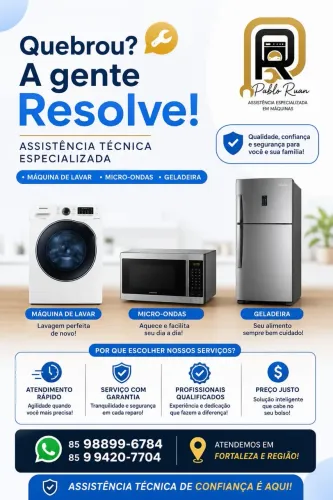 Máquina de Lavar Quebrou? Técnico Especializado em Fortaleza