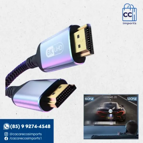 Cabo HDMI 2.1 Ultra High Speed ? 8K 60Hz, 4K 120Hz, 48Gbps, HDR... | Novo | Pronta Entrega
