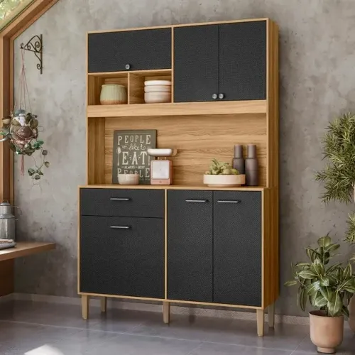 Condição Especial: Armário de Cozinha Erva Doce 120cm com 6 Portas e 1 Gaveta