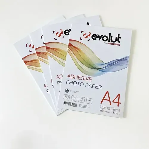 Papel Fotográfico Adesivo Evolut A4 210mmx297mm 20 Folhas 115g