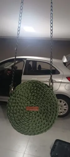Bolsa crochê verde militar 