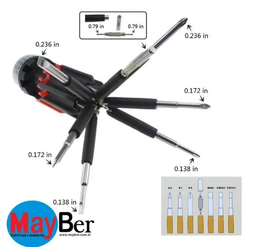 Jogo De Ferramenta Lanterna Led E Jogo Com 7 Chave De Fenda