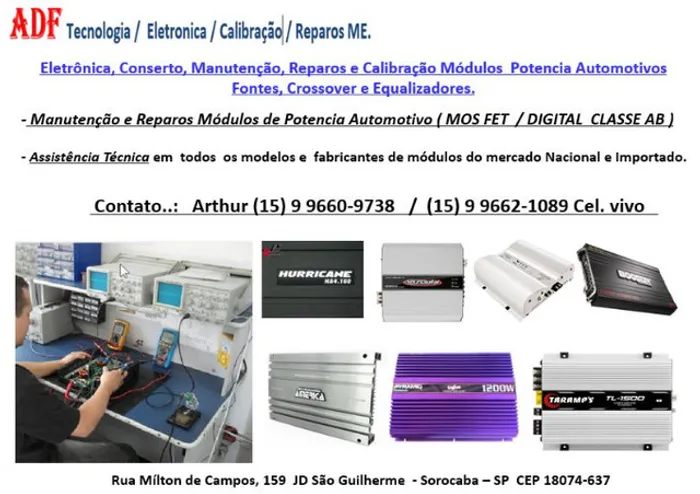 Assistencia Tecnica Autorizada ADF Eletronica mei manutençao modulos som automotivo