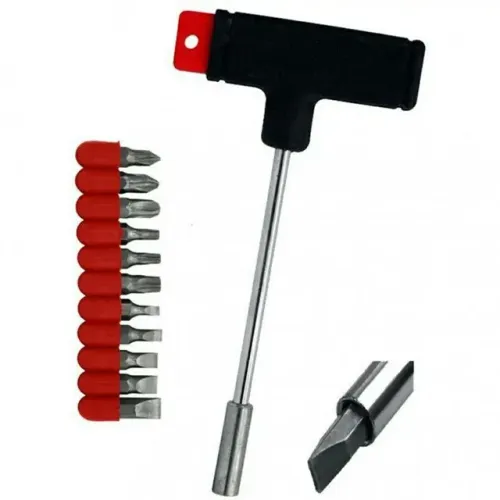 Kit Pontas Bits Com Chave T de manutenção soquete Manual 12 Peças