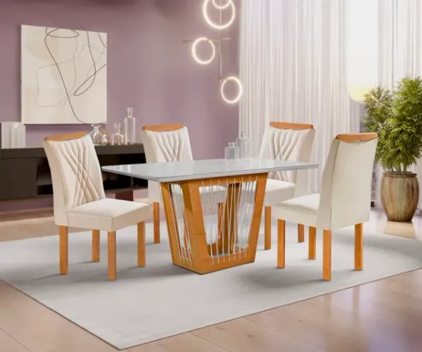 Mesa marselha com tampo em MDF + 4 cadeiras!! Tt4719m
