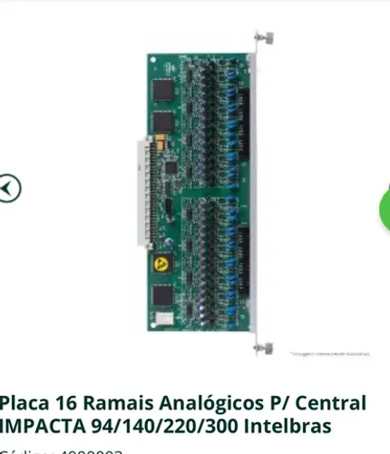 Placa 16 Ramais Analógicos P/ Central IMPACTA 94/140/220/300 Intelbras