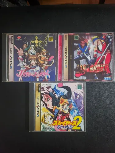 Lote jogos Sega Saturno - Pretty Fighter X, Last Bronx e Slayers