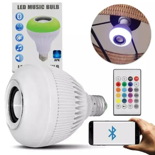 Lampada Led 12w Rgb com Caixa de Som Bluetooth