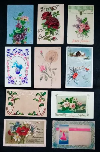 Coleção 10 Postais Início do Século XX: Flores e Paisagens