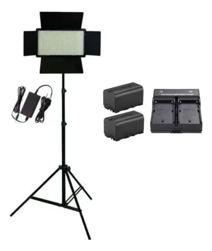 Kit led iluminador U600+2x baterias nf550+Carregador+tripe