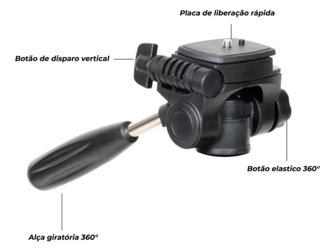 Tripé para câmera celular e acessórios 