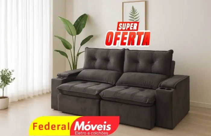 Sofá 2 Lugares Retrátil e Reclinável 2,24m - Novo! Design moderno e super aconchegante