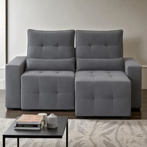(PRODUTO TOTALMENTE NOVO) Sofá Retrátil e Reclinável Lisboa Cinza