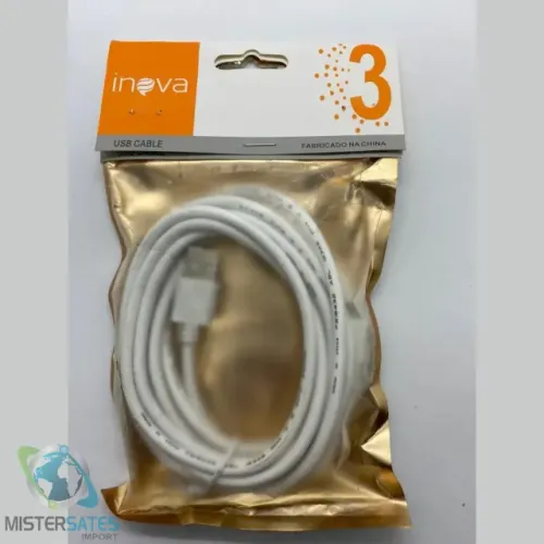 Cabo Carregador V8 Inova - 3 Metros- Branco Reforçado - COD 1039