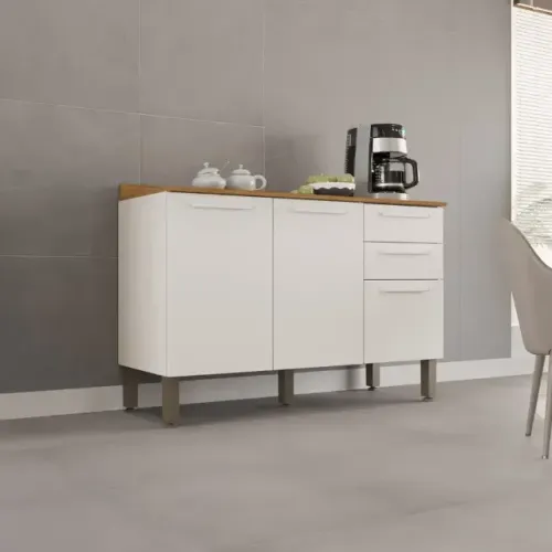 Balcão Cozinha Valência Salleto Branco - Entrega Rápida!