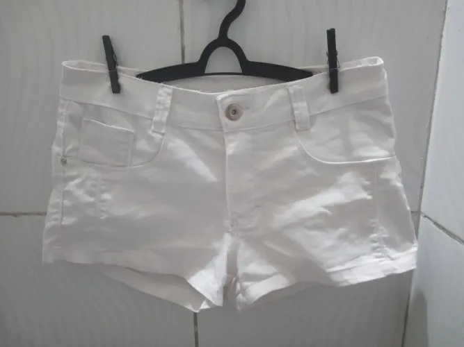 Short Branco Jeans Feminina N;40