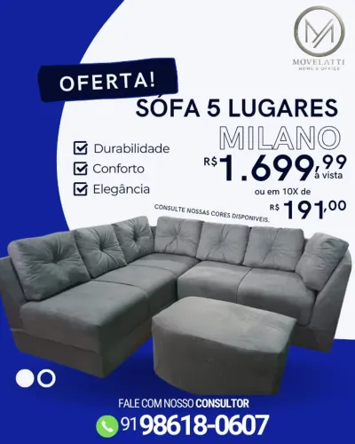 Sofá Milano 5 Lugares - Espaço, Conforto e Elegância para Sua Sala!