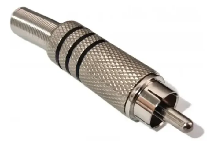 PLUG RCA DE METAL COM MOLA PONTA NIQUEL - PRETO