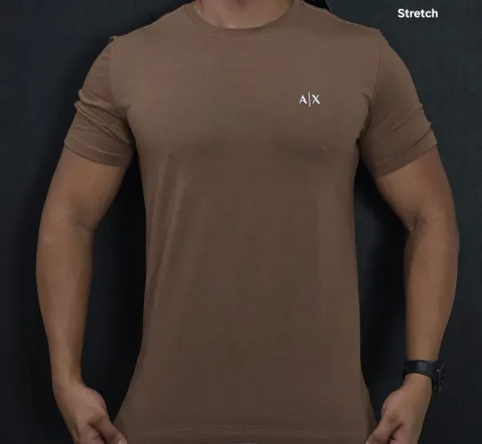 Camisa Armani- AX básica logo Marrom coleção natal reveillon