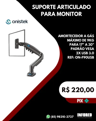 Suporte articulado para monitor Onistek ON-F90USB