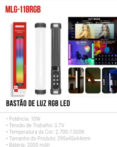 BASTÃO DE LUZ RGB LED-MLG-118RGB