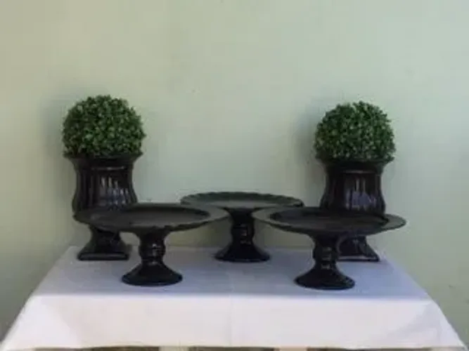 Kit cerâmica decoração de festa preto 7 peças
