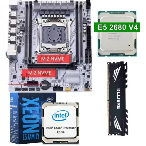 Kit Placa Mãe intel + 8GB Memória DDR4 + Processador E5-2680-V4 14 núcleos e 28 Therads