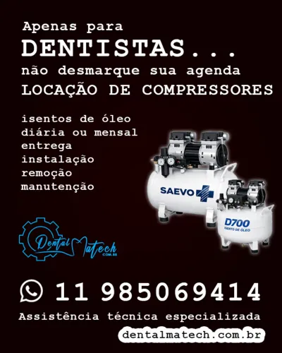Compressore odontológico isento de óleo - Locação