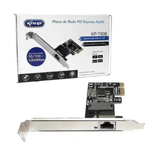 Placa de Rede PCI Express RJ45 1000 Mbps KP-T90B Knup Novo Loja Coimbra Computadores