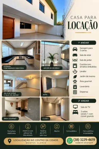 Casa com 3 Quartos para alugar próximo ao Centro em área residencial