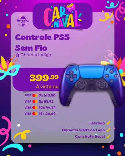 Controle PS5 Chroma Indigo (Azul) - Lacrado