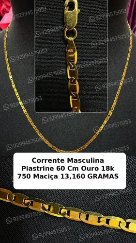 Corrente Masculina Piastrine 60 Cm Ouro 18k 750 Maciça 13,160 GRAMAS
