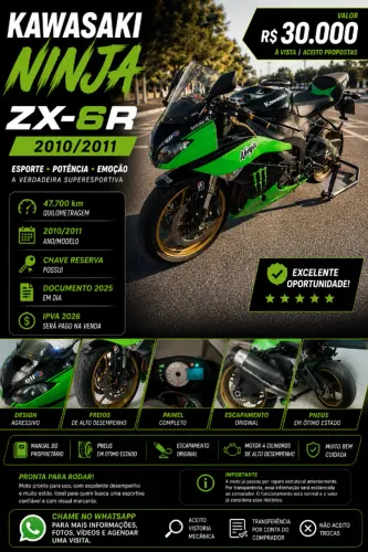 KAWASAKI NINJA ZX-6R 2011 - OPORTUNIDADE!