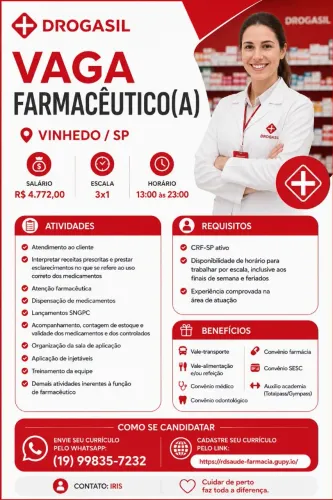 Vaga para farmacêutico (a) 