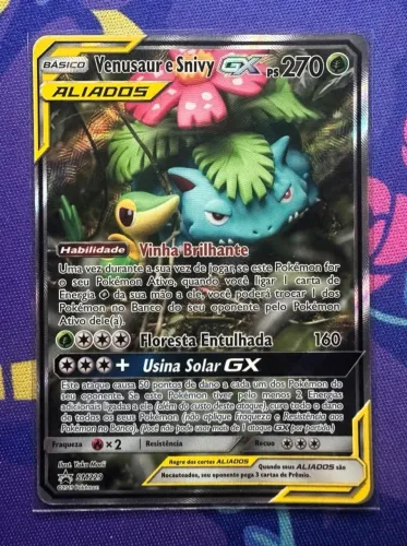 Carta Venusaur e Snivy GX SP Pokemon TCG