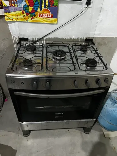 Fogão consul 5 bocas inox com forno - funcionando