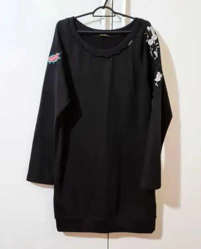 Blusão Moletom Oversized Preto Claudia Rabelo M/G Bordado