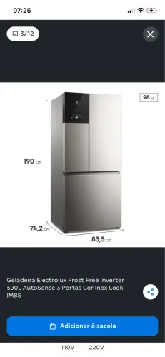 Vendo geladeira nova 3 portas eletrolux freezer inverter aceito cartão