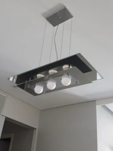 Lustre pendente espelhado para 03 lâmpadas - Ideal para mesa de jantar retangular