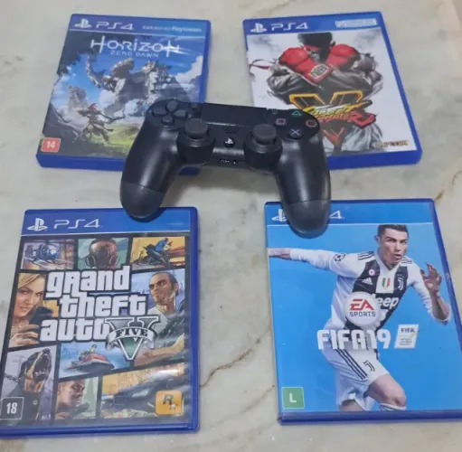 Jogos de Ps4 e controle