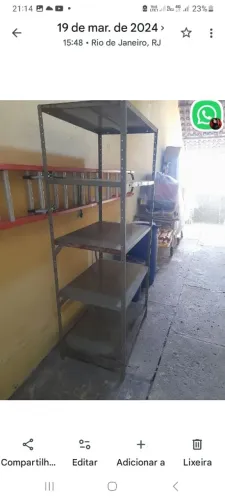 Estante de ferro reforçada. Medidas 2.00m de altura X  0,90cm de largura  X 0,59cm prof