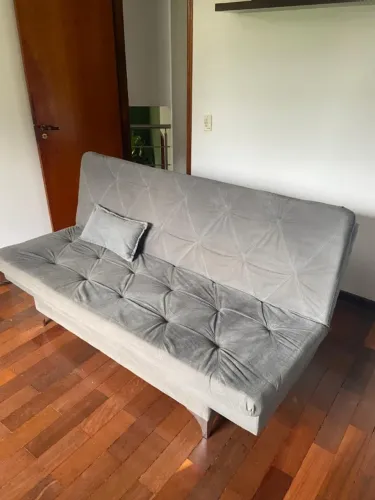 Sofá Cama Cinza Claro Neutro 