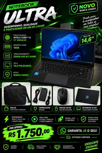 Notebook Multi Ultra I5 12th 16GB de ram 256 M.2
